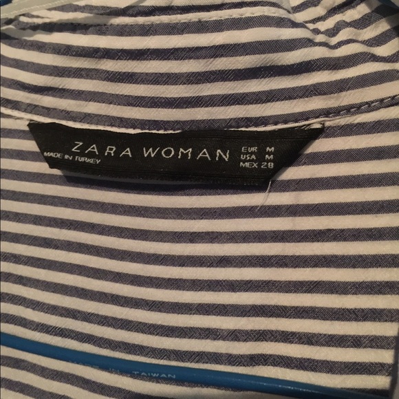 Zara blue and white striped button down - Picture 3 of 4